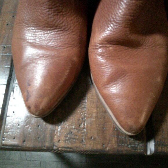 Leather Boots Tall Leather Boots w/ Wood Sole, Size 8/ 38-1/2 Brown Lucky Brand - Picture 8 of 11